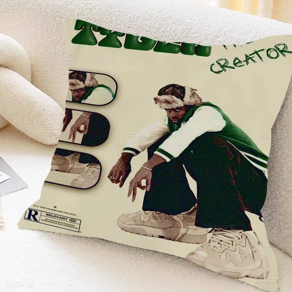 مغني الراب تايلر الخالق وسادة يغطي الكرتون أريكة ديكور المنزل الطباعة على الوجهين قصيرة أفخم لطيف غطاء الوسادة