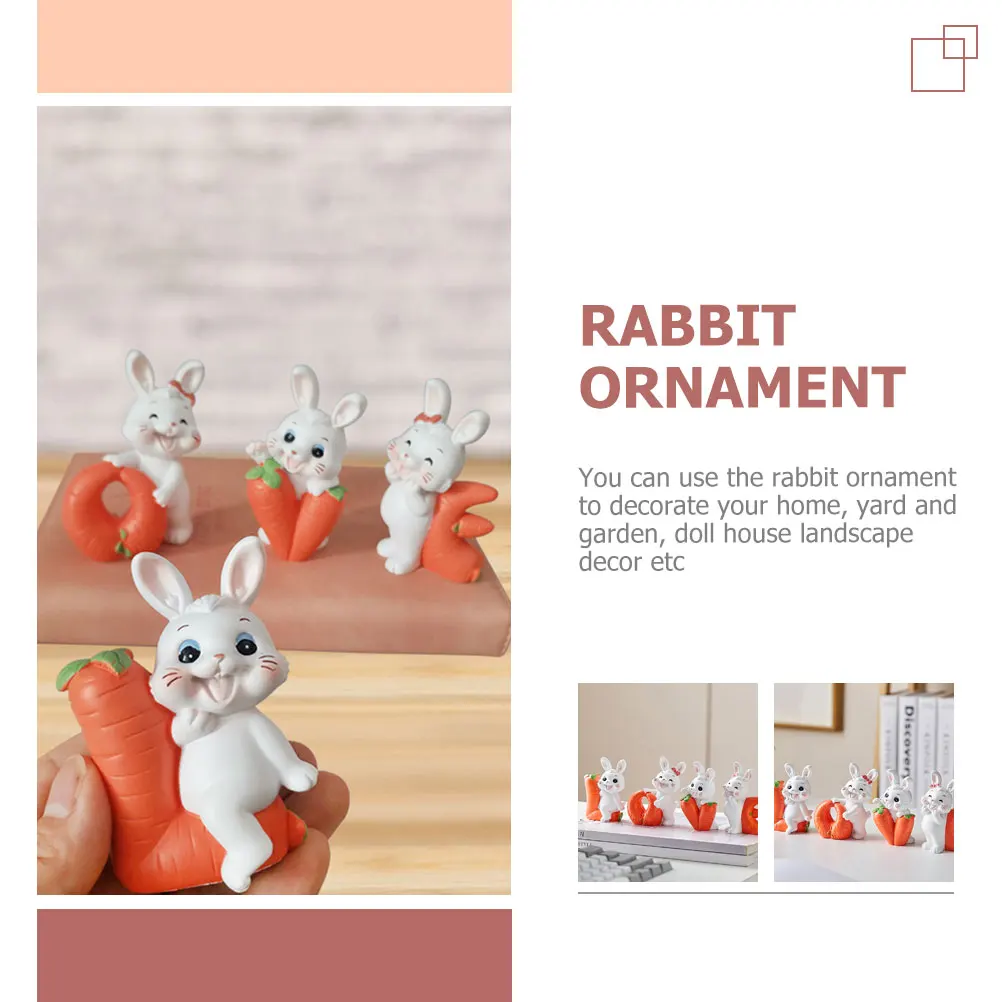 

4pcs Resin Bunny Figurines Micro Landscape Decorations Cute Rabbit Ornaments Garden Home Lawn Micro Miniature Statues Adorable