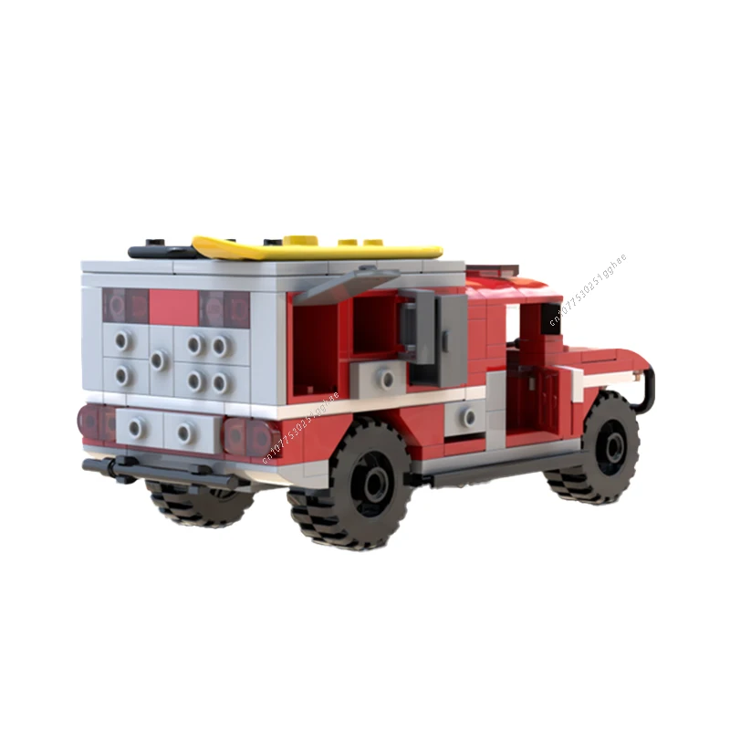 Classical Vehicle MOC Island Rescue Hummer H1 Building Blocks Model Bricks Assemble Display Children\'s Toys Gifts