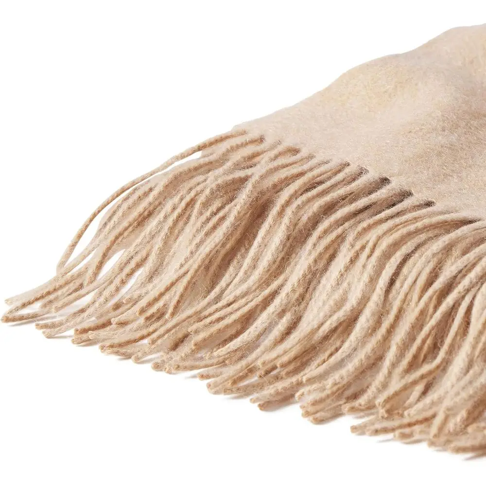Home Throw Blanket with Decorative Fringe 100% Pure Cashmere Ultra Soft Accent Blanket for Couch, Sofa & Bed (Camel, 60
