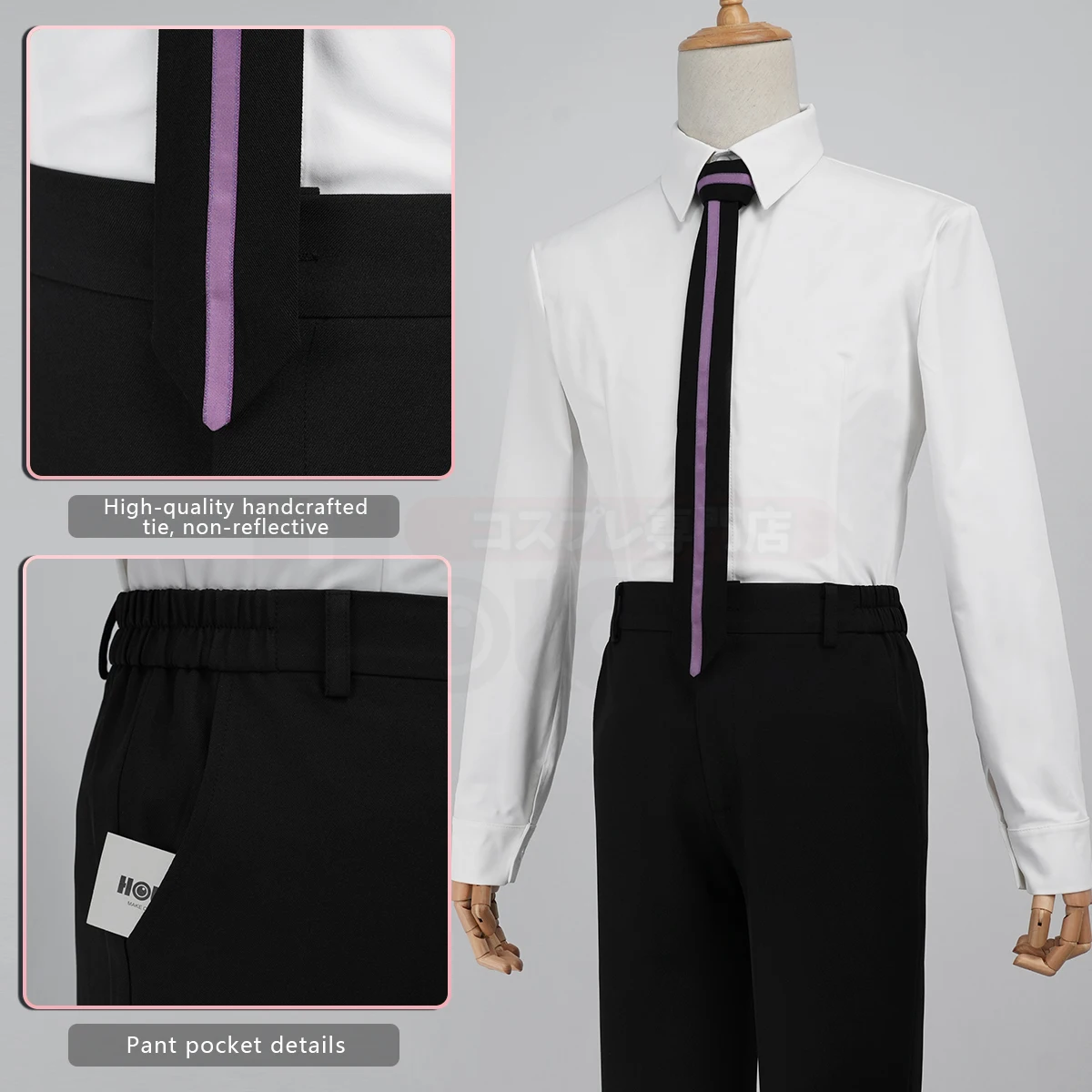 HOLOUN Haruhi Fujioka Tamaki Suoh Anime Cosplay Costume Embroided OHSHC School Uniform Halloween Convention Suit Shirt Pants Tie - view 3