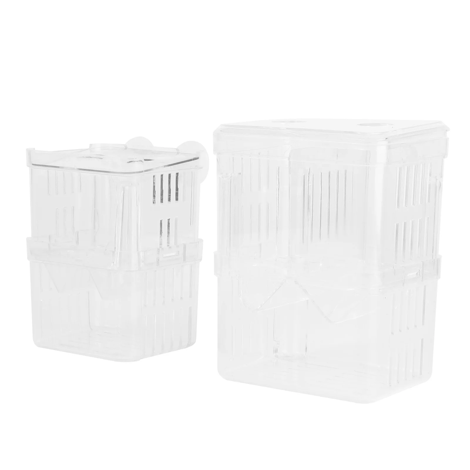 

2pcs Fish Breeding Box Transparent 2-Layer Aquarium Breeding Container For Fry Hatching Young Fish Cultivation Suction Cup