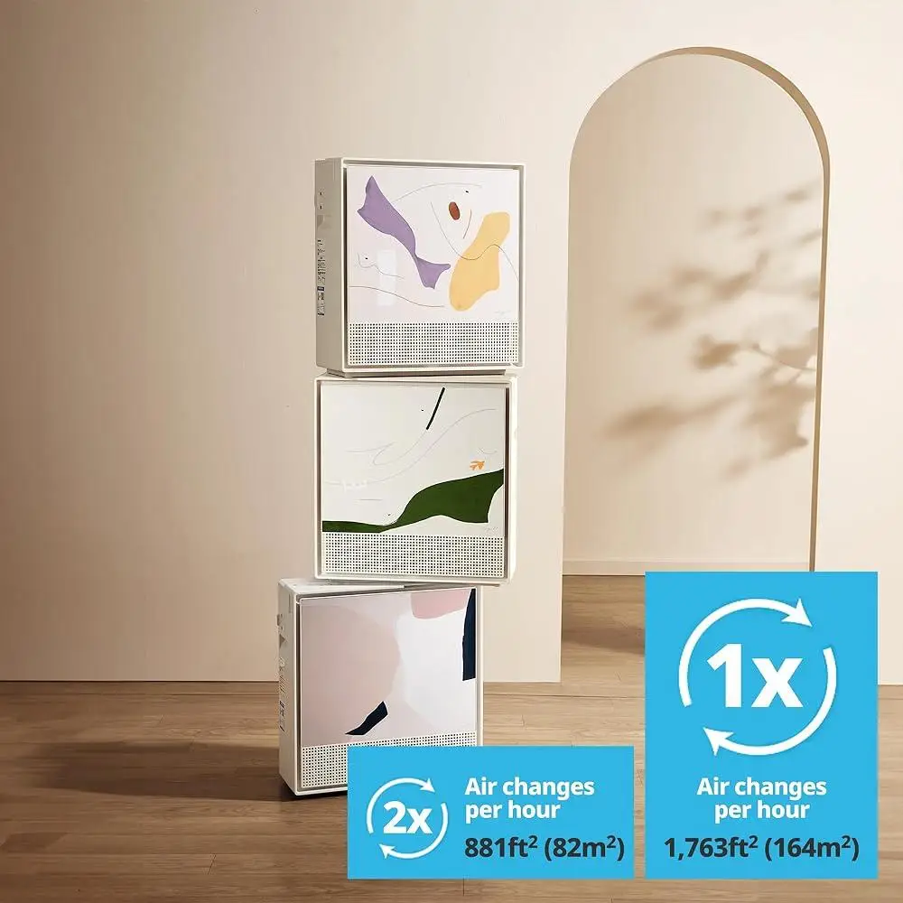 Air Purifier Large Room Coverage HEPA Filter Smoke Allergies Pet Dander Odor Elimination Air Quality Monitor Energy Efficient