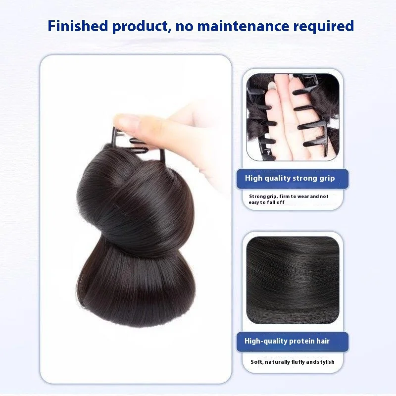 Synthetic Half-tie Hair Claw Shuttlecock Head Lazy Meatball Head Crab Clip Wig Catch Clip High Ponytail Hair Accessories