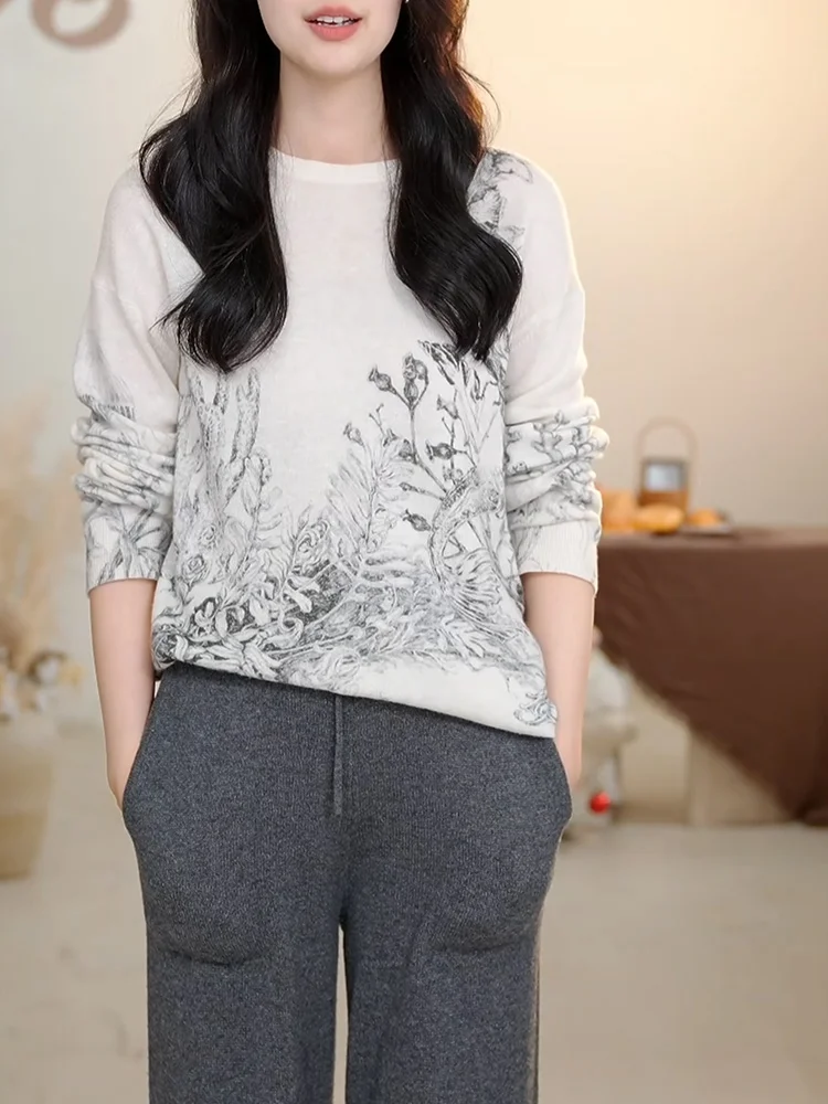 

Женский трикотажный свитер оверсайз, повседневный, универсальный, модный, осенняя новинка, комфортный, длинный рукав