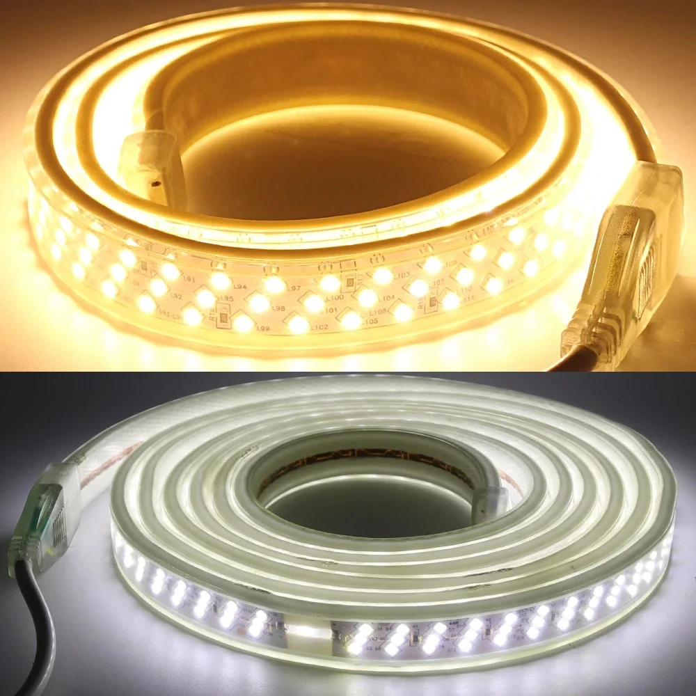 Imagem -02 - Impermeável Led Strip Lights com Plug ue Power Fita Flexível Ribbon Lâmpada ao ar Livre Alto Brilho 220v 2835 180leds por m