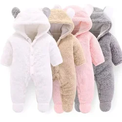 Baby Rompers Infant Plus Velvet Jumpsuit Winter Outfit Newborn Thick Warm Clothes Outwearing Hooded Climbing Suit Baby Stuff