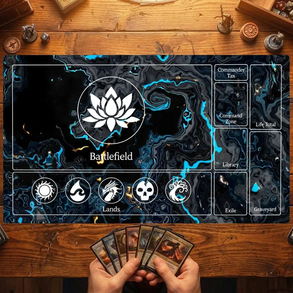 Dark Olive Purple Lotus Magic Card Battle Mat TCG Playmat Anti-Slip Base Gathering Gaming Mat Board Game Mat for TCG