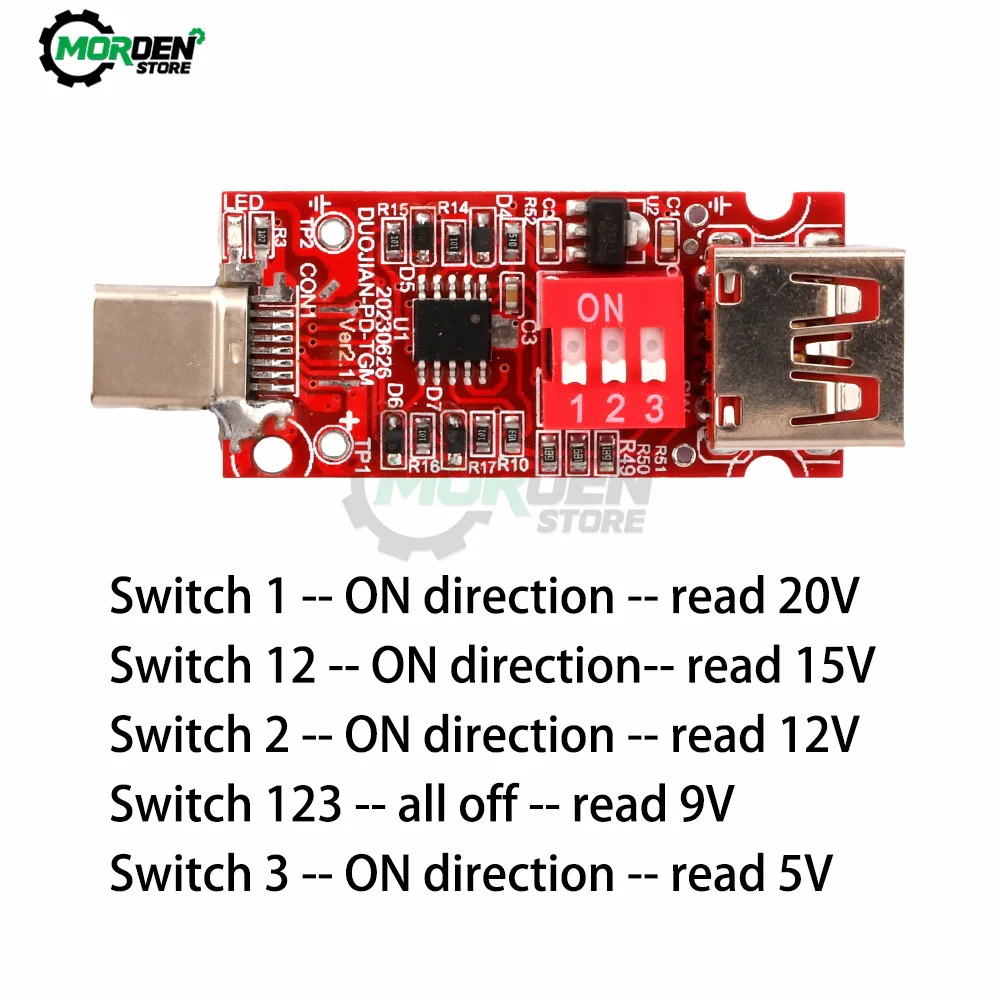 

PD/QC Trigger Board Decoy 100W Fast Battery Charger Boost Module 5/9/12/15/20V Adjustment PD3.0 Power Supply Accessories