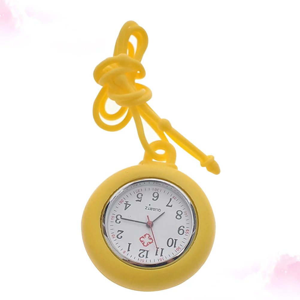 

Silicone Hanging Pocket Watch Yellow For Nurse Doctor Medical Staff Durable Portable Workwear Accessory Practical Timepiece Tool