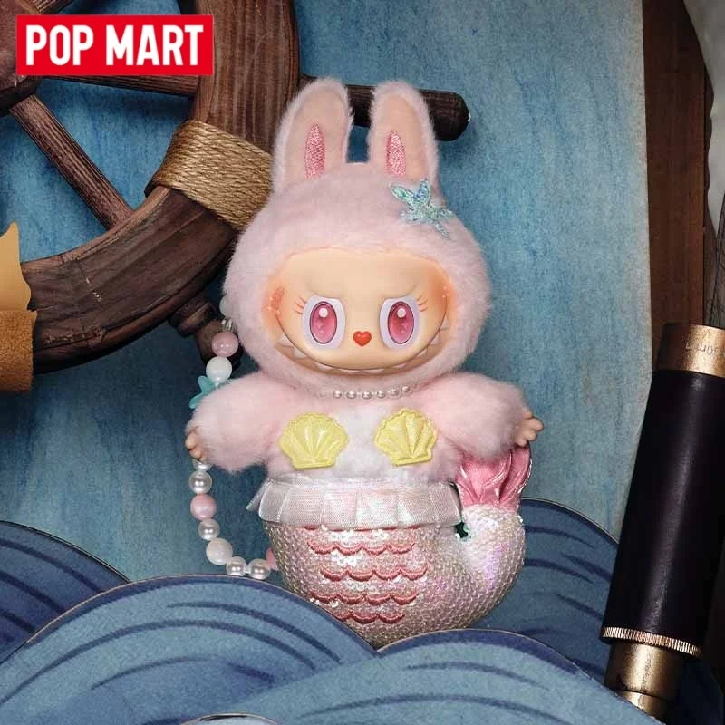 

New Popmart Labubu Mokoko Mermaid Hanging Card Blind Box Pink Sequined Decor Collectible Toy Collector Mystery Box Birthday Gift