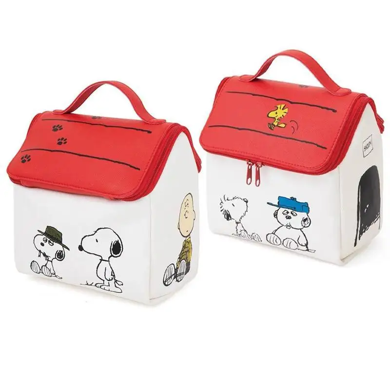 Kawaii Snoopy Cosmetic Bag Anime Girl Wash Bag High Capacity House Shape Storage Bag Student Portable Cosmetic Bag Simple Gift