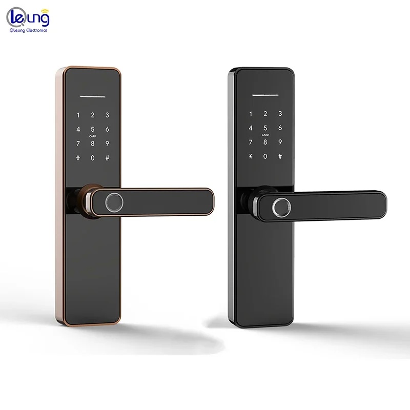 QLEUNG-cerradura de puerta inteligente S811, dispositivo de cierre con huella dactilar, tarjeta de contraseña, desbloqueo, wifi, app ttlock, tuya, control remoto