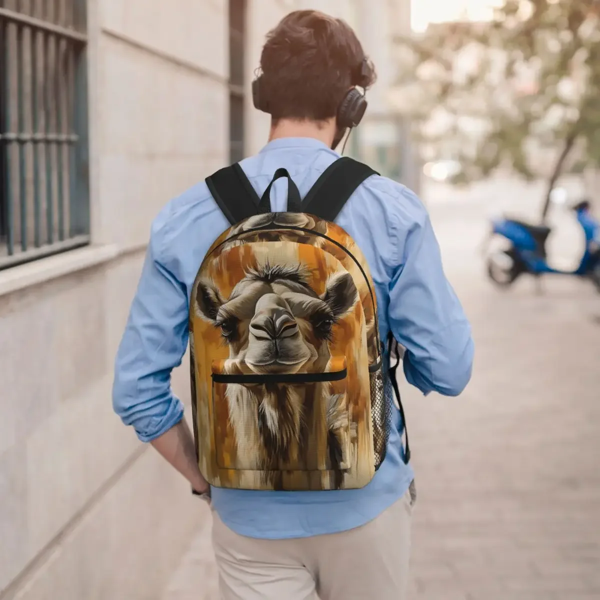 Camel Sahara Print Realistic Student Backpack School Bag Hiking Travel Daypack for Men Women Bookbag Shoulder Bags