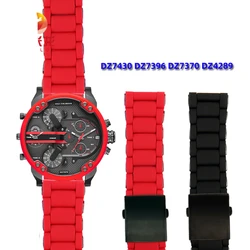 For Diesel Large Black Knight Blade Warrior Dz7370 Dz7396 Dz4289 Dz7430 RED MAGIC Warrior Silicone Coated Steel Watch Strap