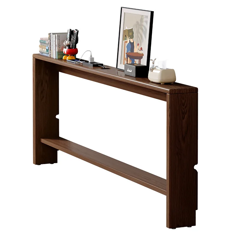 Solid wood bedside shelf, bedroom bedside very narrow long clip gap storage cabinet against the wall slender small narrow table