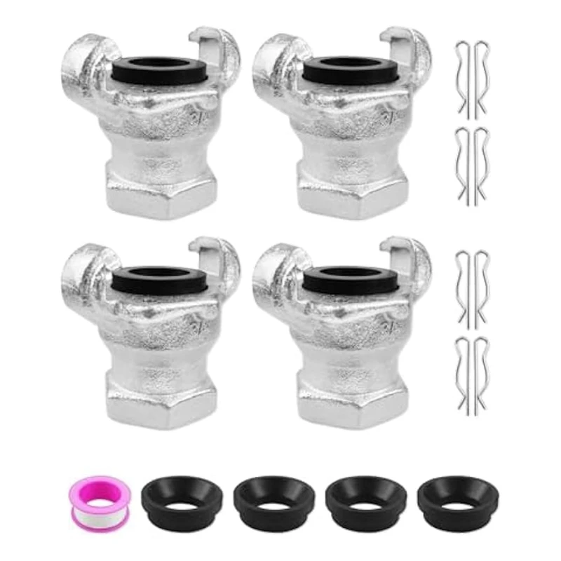 4 סטים 3/4 אינץ 'npt צינור אוויר מתאים נקבה, צימוד אוניברסלי מתאים chicago, פלדת פחמן עמיד התקנה קלה לשימוש