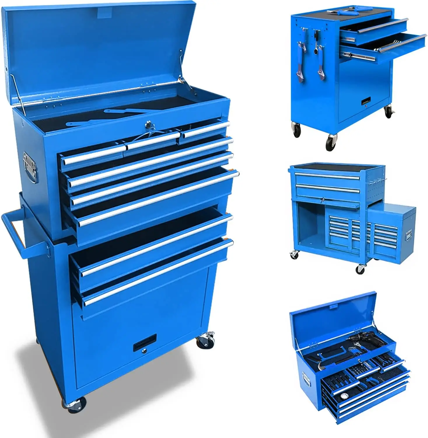 

8-Drawer High Capacity Rolling Tool Chest, Removable Cabinet Storage Tool Box with Wheels and Drawers