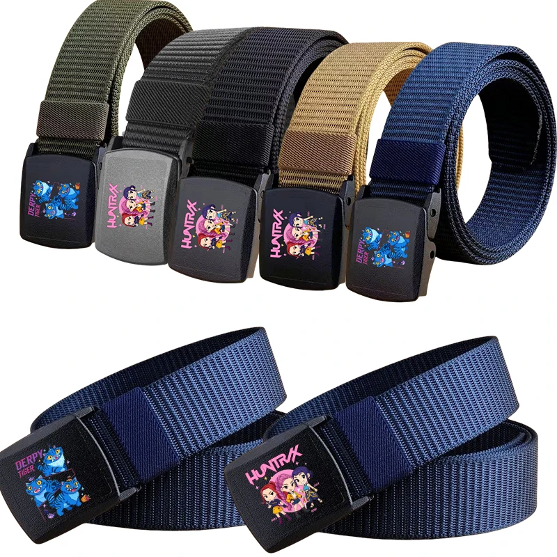 

KPop охотники на демонов Руми холст тактический мужской ремень персонаж аниме детский нейлоновый универсальный ремень для отдыха в стиле милитари