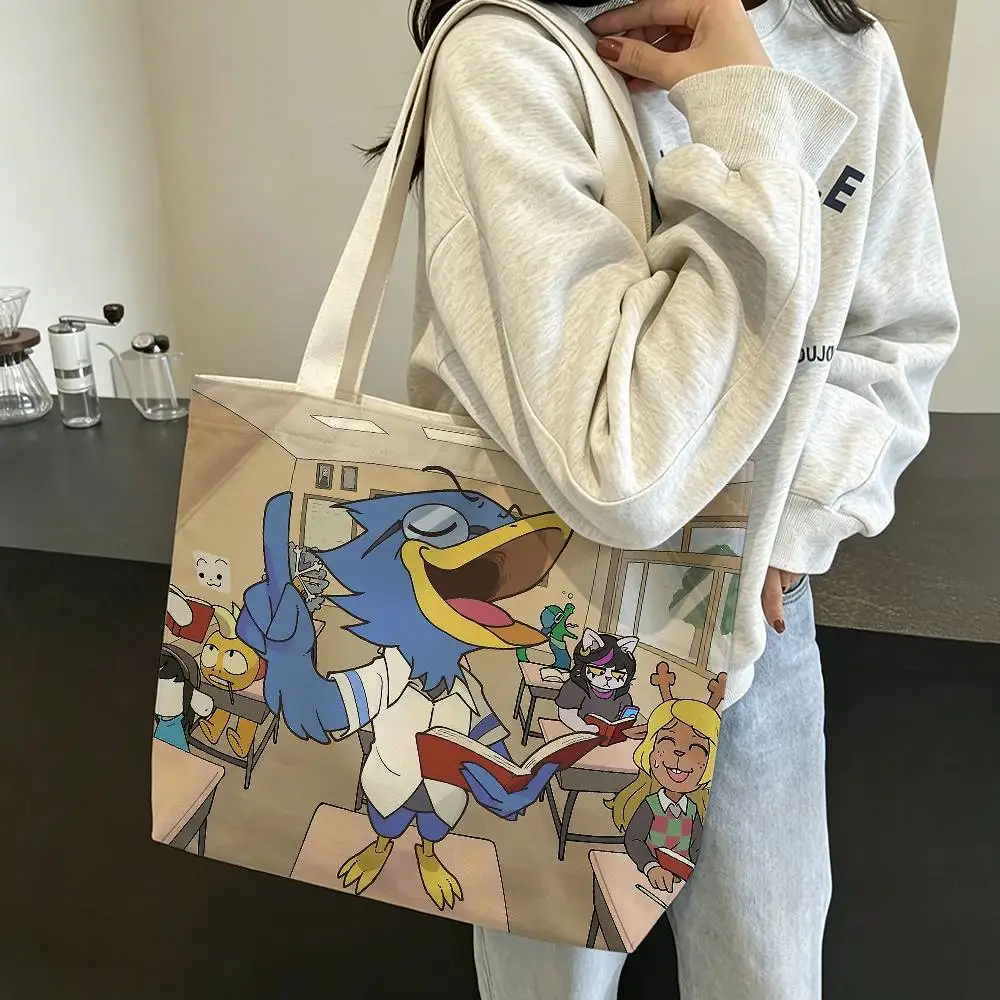 B-Berdly GAME D-Deltarune Cotton Polyester Zipper Tote Bag Large Capacity Shoulder Shopping Handbag 2