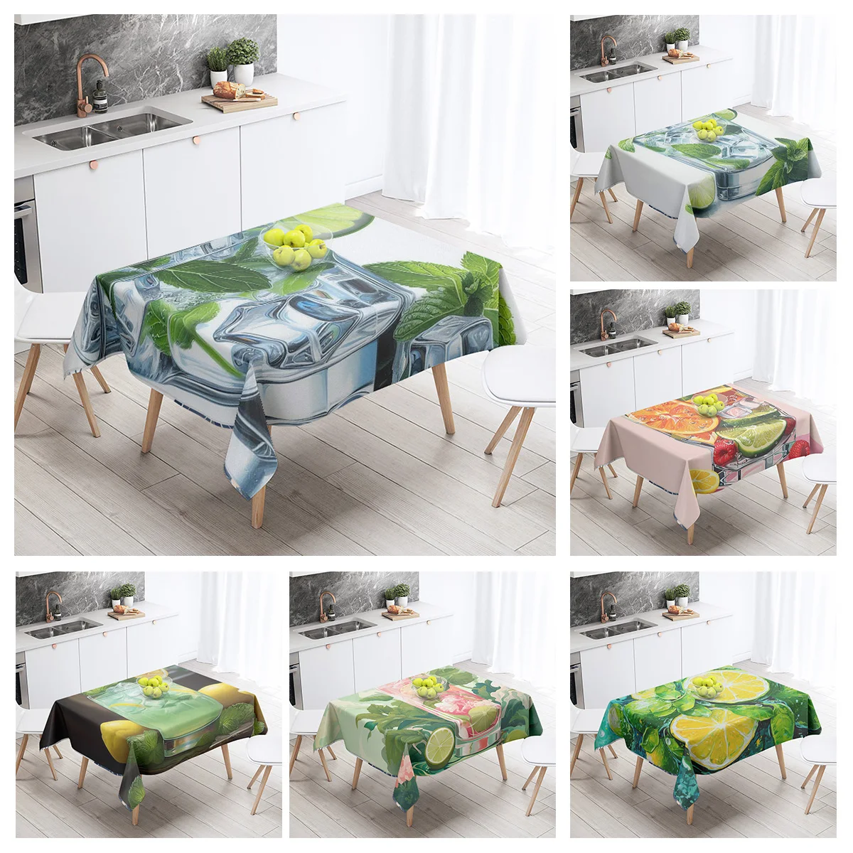 New Abstract Tea Tablecloth Waterproof and Oil-proof Dining Tablecloth Nordic Wind Bar Tablecloth Home Decoration