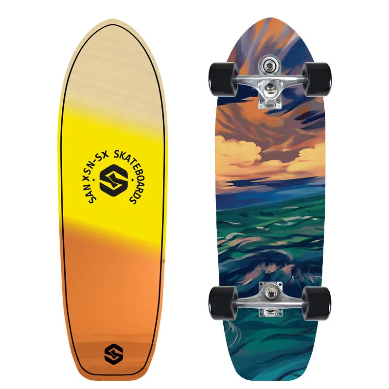 

Single Kick Surf Land Skateboard CX7 Maple Carving Cruiser Skate Board Longboard Pumping Cool Side Sport