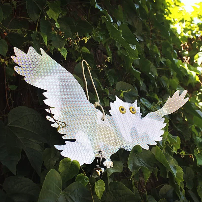 Garden Laser Reflective Fake Owl Supplies Hanging Reflective Owl Scarecrow Scares Bird Pigeons Woodpecker Repellent Birds