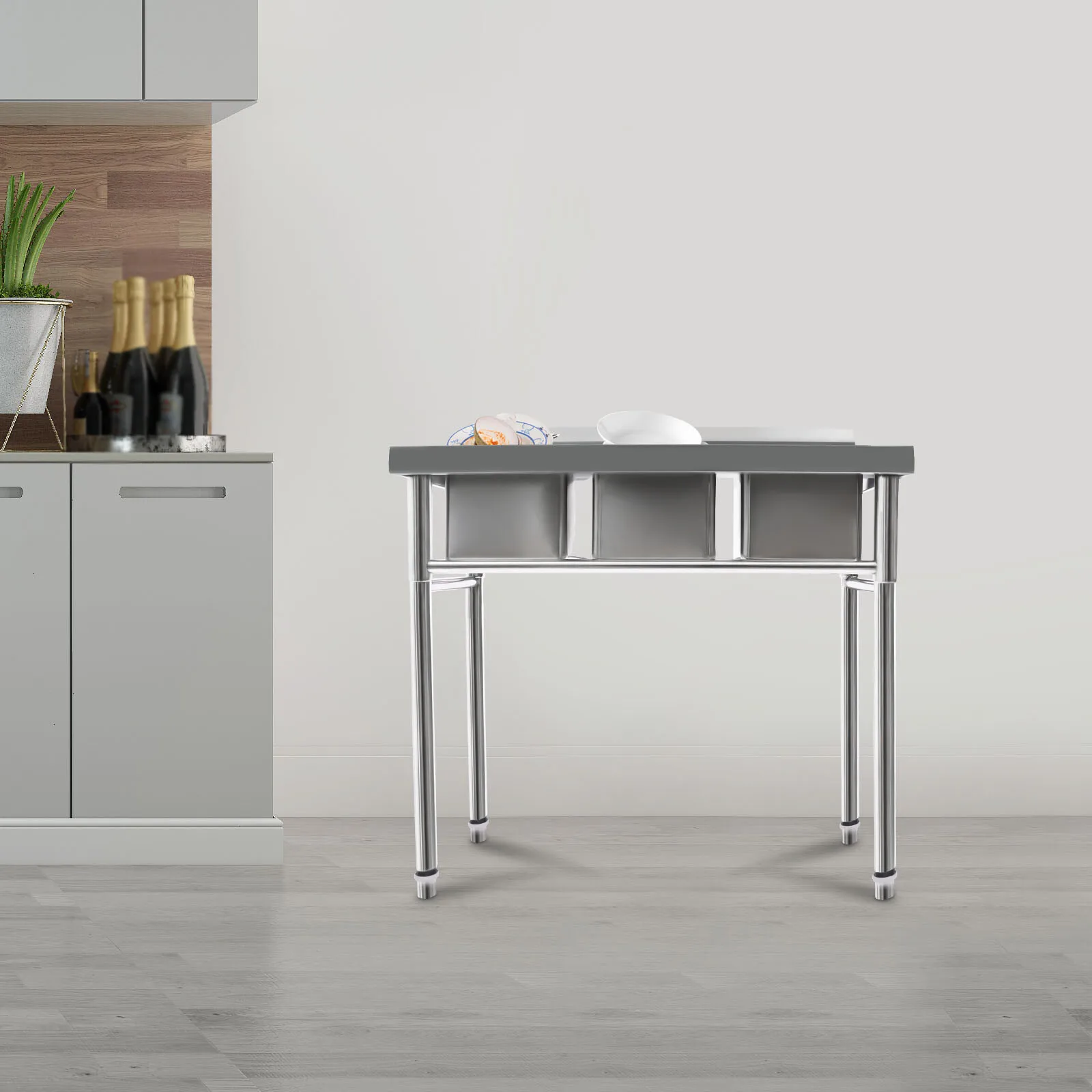 

Легко очищаемая кухонная мойка с защитой от брызг, гладкая поверхность и закругленные углы, дренажные фильтры + большие сливные выходы 3,34 дюйма