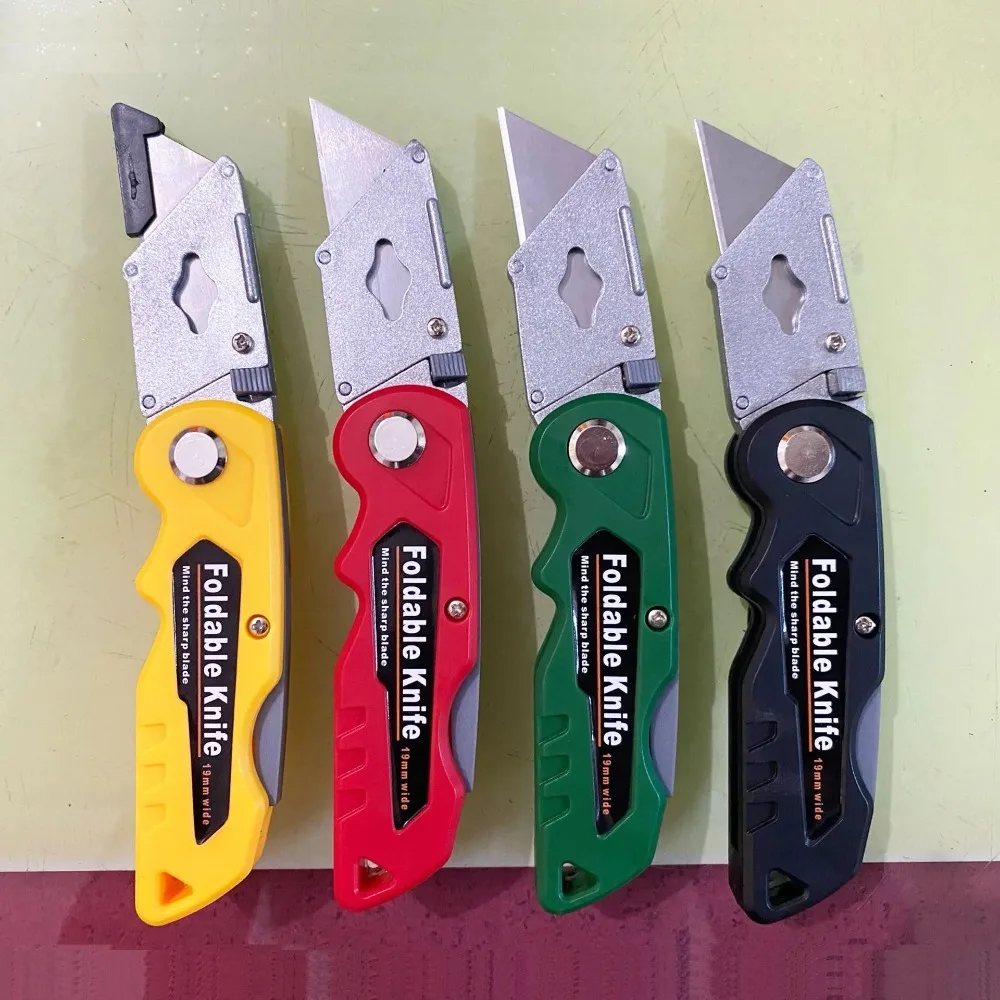 Foldable Utility Knife, Replaceable Blade, Heavy Duty Box Cutter for Cutting Cardboard, Leather, Paper view 6