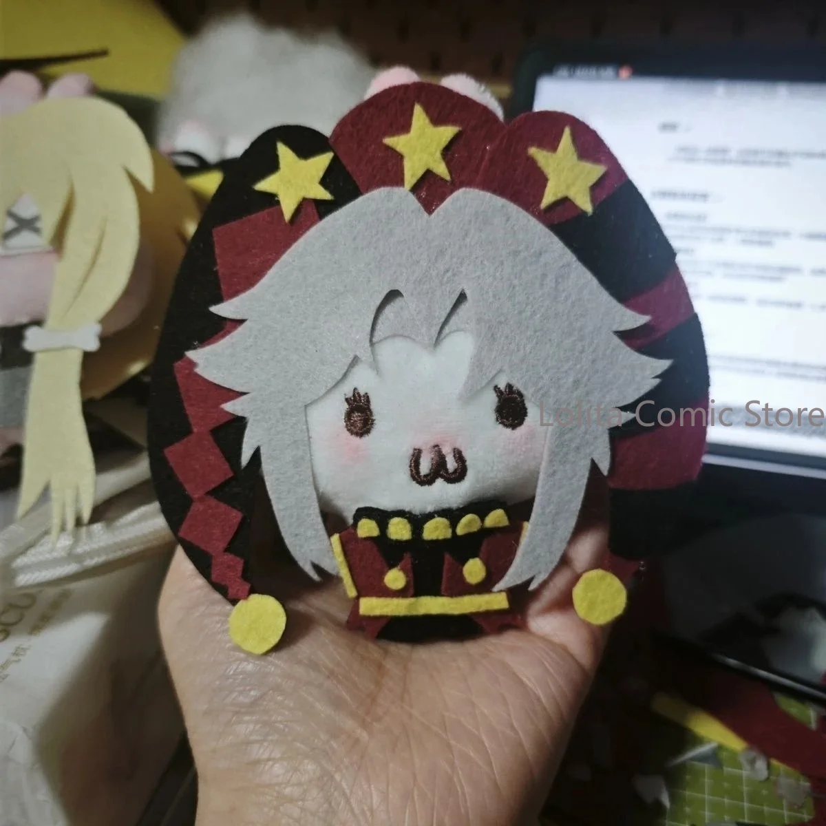 

Anime The Freak Circus Pierrot Handmade Bunny Cloth Doll Toys Birthday Gift Game Keychain Decor Cosplay Plush Hanging Pendant