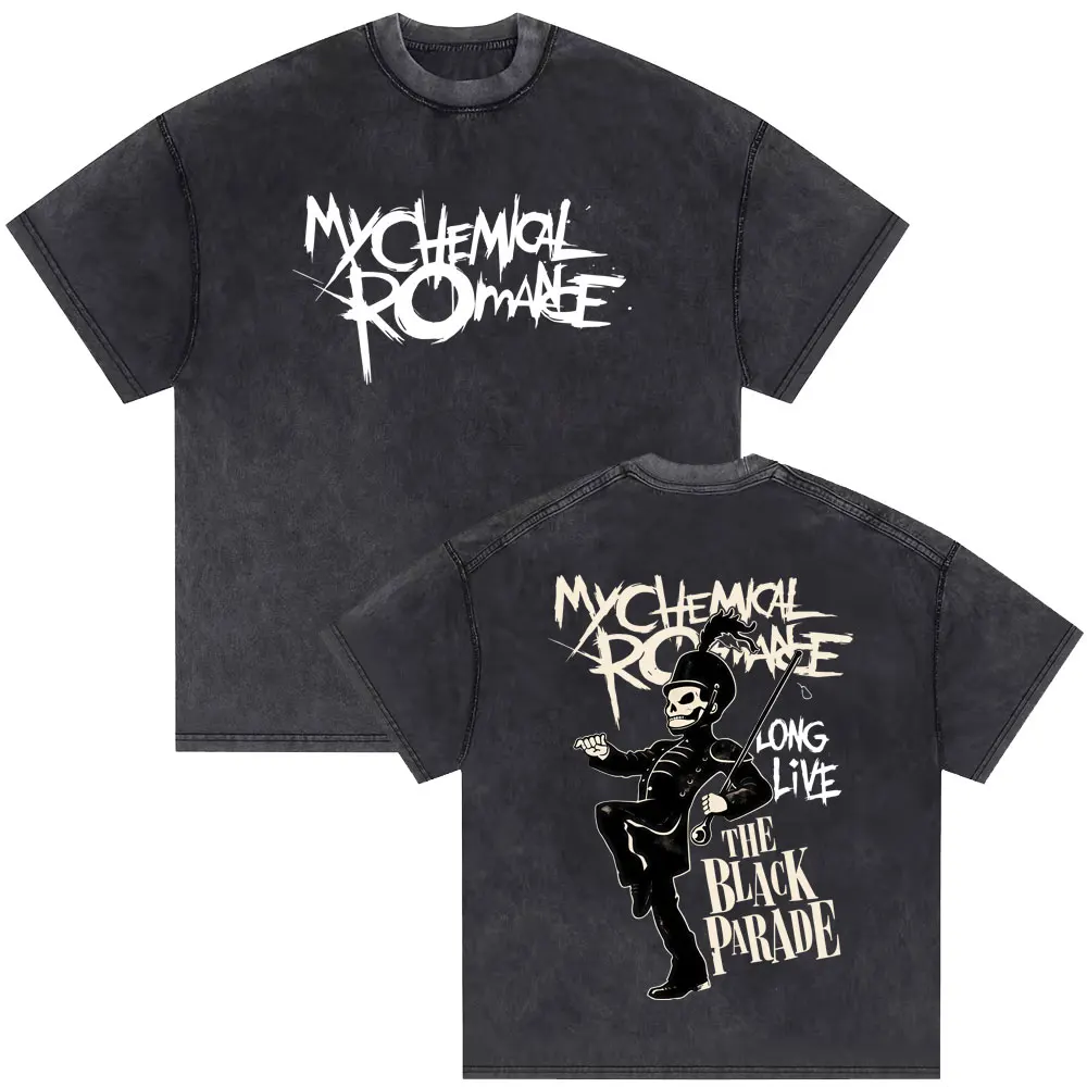 

My Chemical Romance Long Live The Black Parade Washed Vintage T-shirt Men Women Punk Emo Rock T Shirts Male Oversized Streetwear