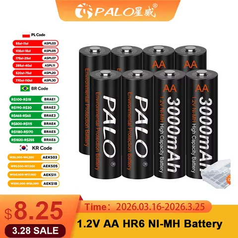 AA Rechargeable Batteries 4-16 pcs PALO