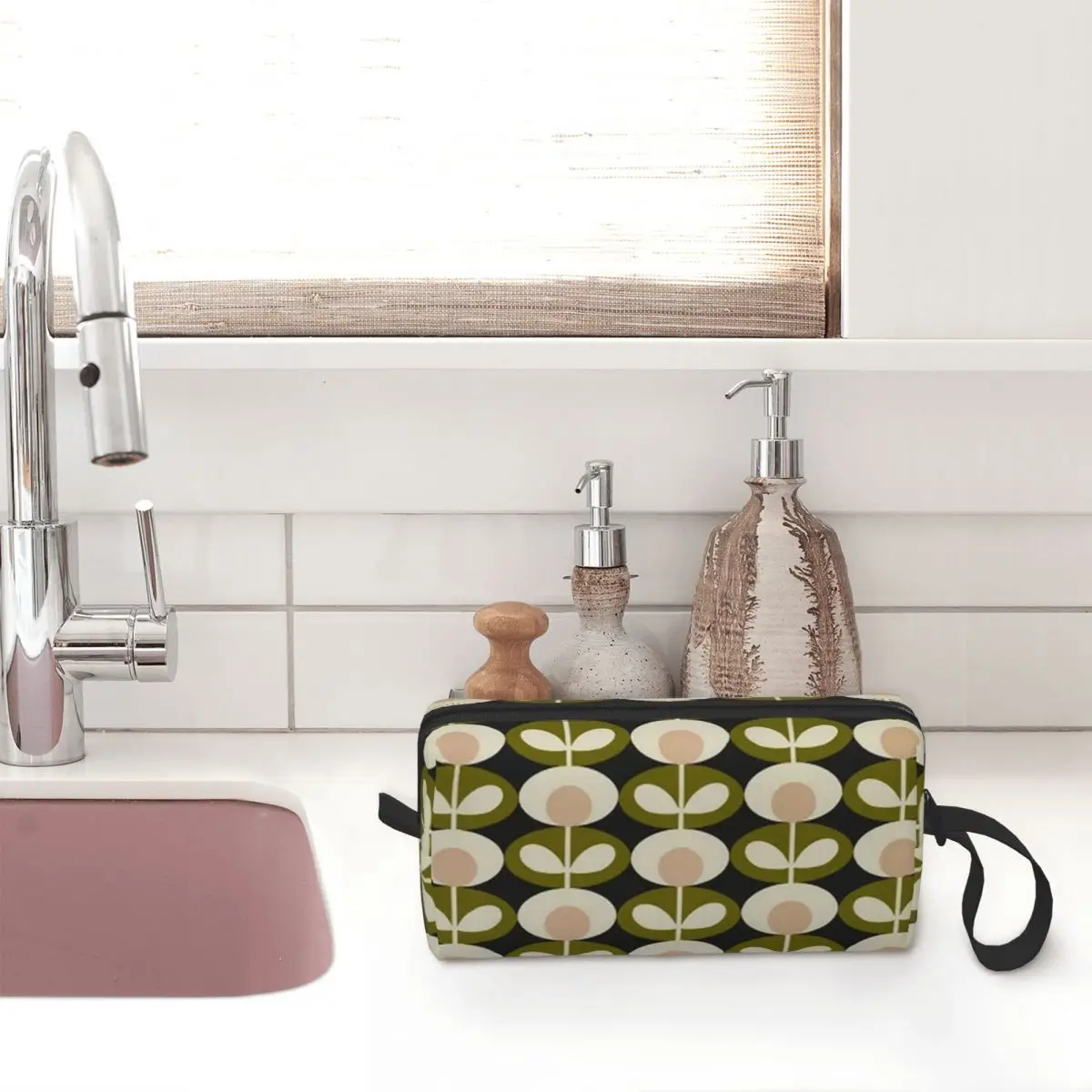 Orla Kiely กระเป๋าแต่งหน้า, กระเป๋าซิปเรียบง่าย tas kosmetik เดินทางเครื่องแป้งขนาดเล็กกระเป๋าเครื่องสำอางความจุขนาดใหญ่