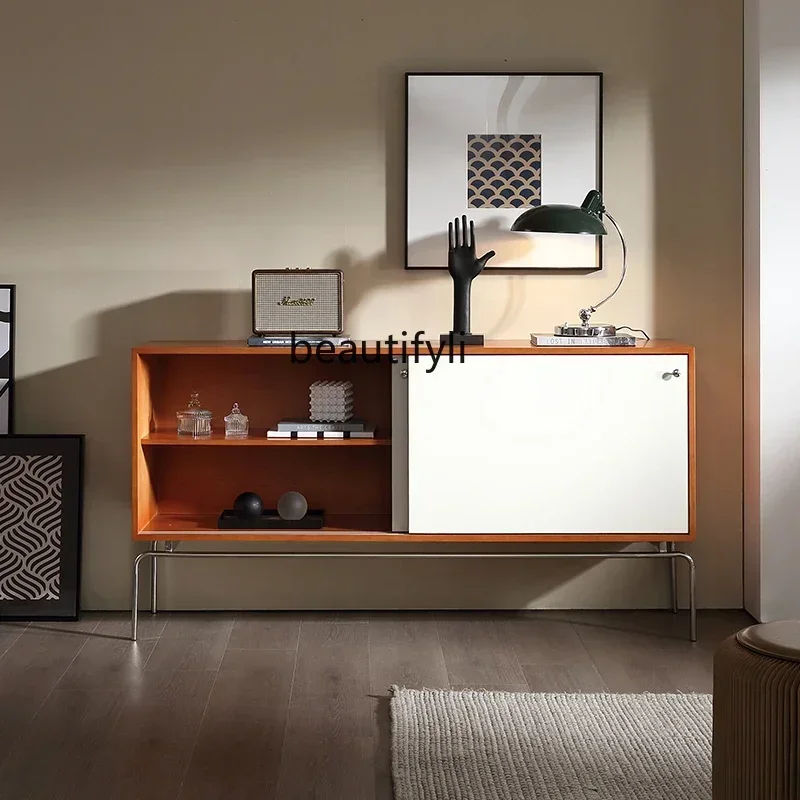 

44Modern simple light luxury retro locker household solid wood side cabinet medieval living room wall cabinet