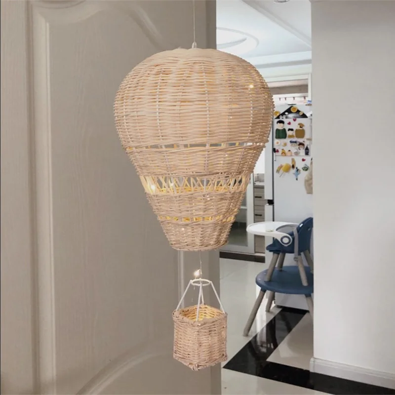 Hot Air Balloon Children Room Hanging Pendant Handmade Rattan Ornaments Korean Nursery Room Home Party Decoration Photo Props