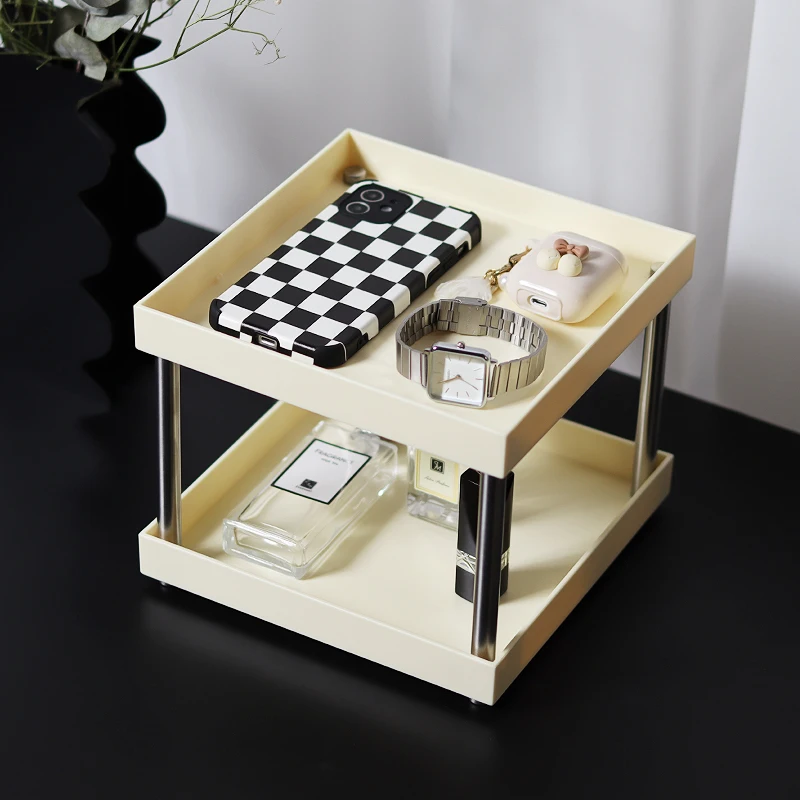 EpeiusHome Nordic Ins Style Multi-layer Storage Shelf Contrast Color Fit Rack Square Tray Desktop Storage Box