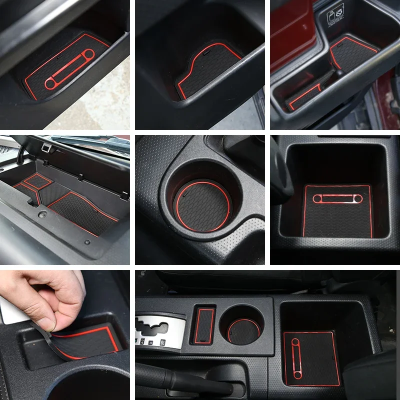 For Toyota FJ Cruiser 2007-2021 Inner Door Slot Pad Storage Pad Trim Anti-Slip Rubber Armrest Pad Coaster Accessories