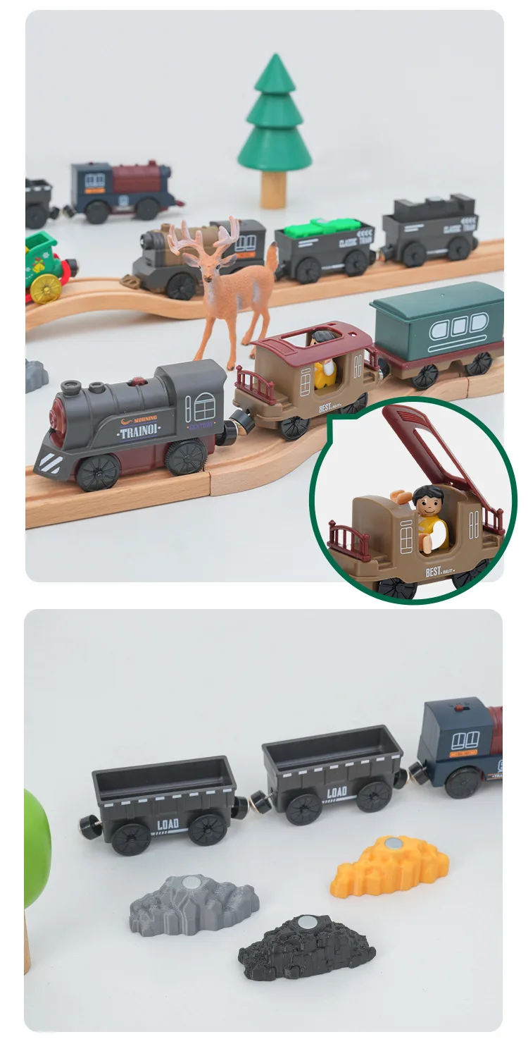 Elektrisches Zug-Set, anschließbar, Legierung, elektrischer kleiner Zug, kompatibel mit Thomas Brio, Holzketten-Spielzeug, Kinderspielzeug – Detail 3