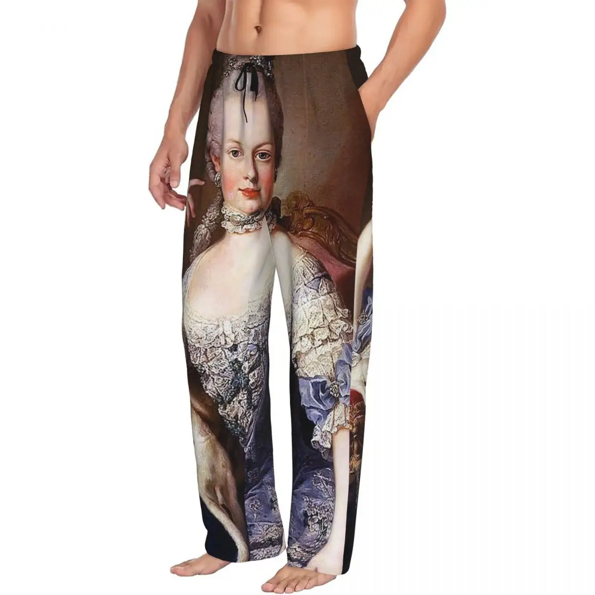 Custom Portrait Of Marie Antoinette Martin Va Pajama Pants Men Sleepwear Sleep Lounge Bottoms with Pockets