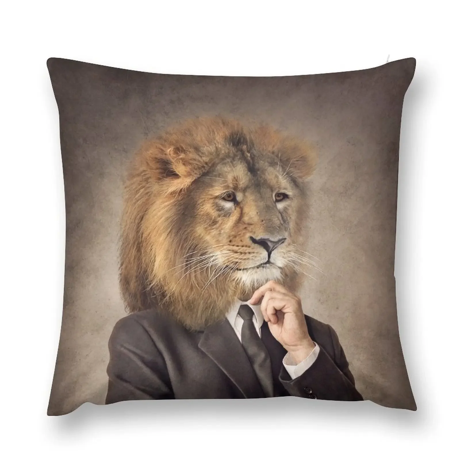 

Formal Lion in a Suit Throw Pillow Decorative Cover For Living Room Cushion Covers For Living Room Luxury Sofa Cushions pillow