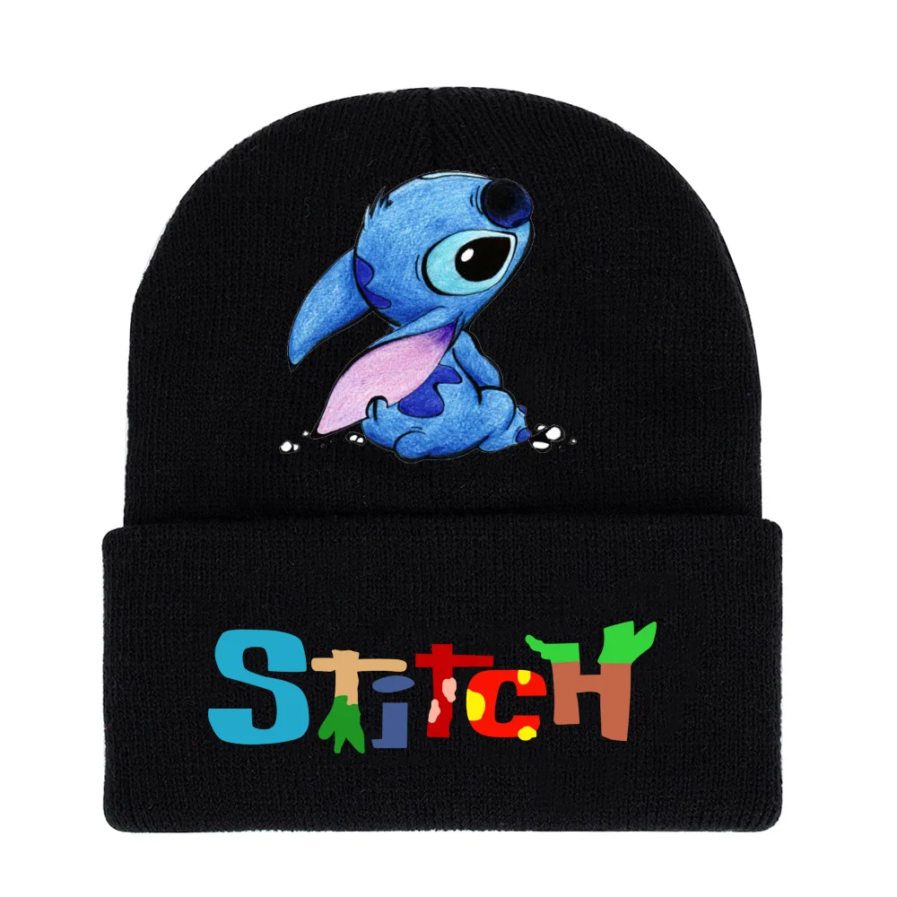 Disney Stitch Knit Hat Anime Baby Boys Girls Winter Bonnet Hats Hip Hop Wool Hat Children\'s Cartoon Warm Caps Christmars Gifts