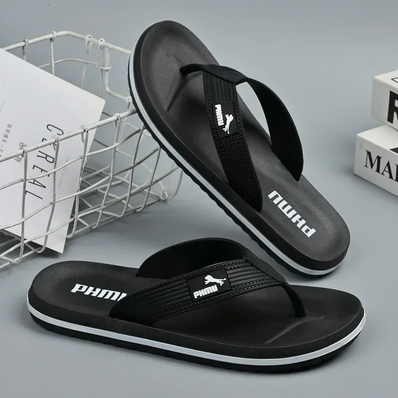 

Simple New Men's Flip Flops Summer Outer Wear Non-slip Toe-gripping Clamp Shoes Beach Sandals Student Version