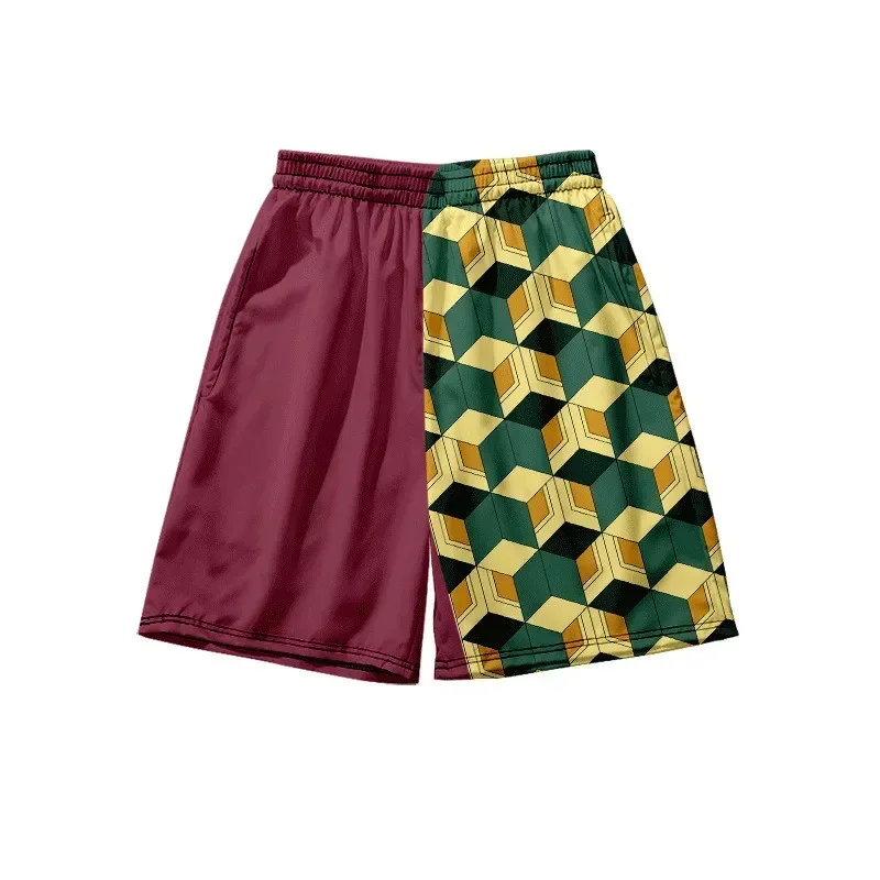 Beach Shorts with Pocket Men Demon Slayer Costume Kamado Tanjirou Anime Harajuku Jogging Pants Quick Dry Shorts