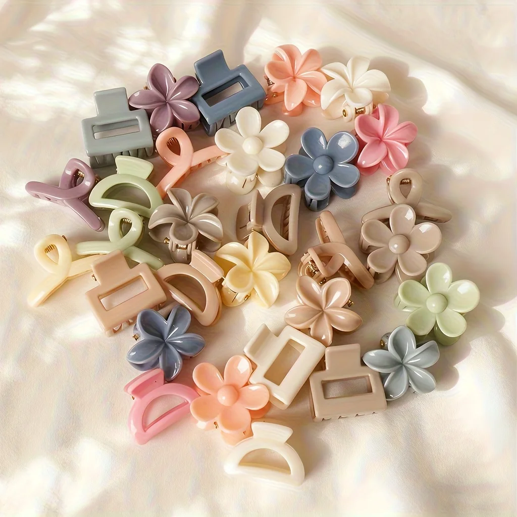 30-teiliges, zufällig gemischtes Set aus schlichten, minimalistischen, kleinen Haarspangen mit rutschfesten Griffen und multifunktionalen Eigenschaften, perfekt