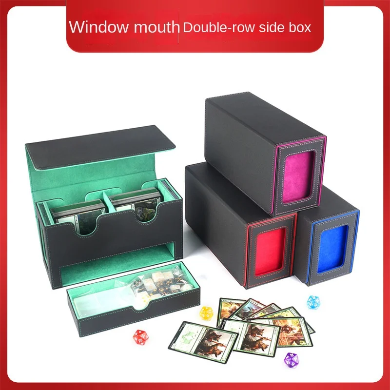 PUStrong Magnetic Double Grid Side Card Brick Window with Dice Large Drawer Game Card Star Card Display Card Boxes