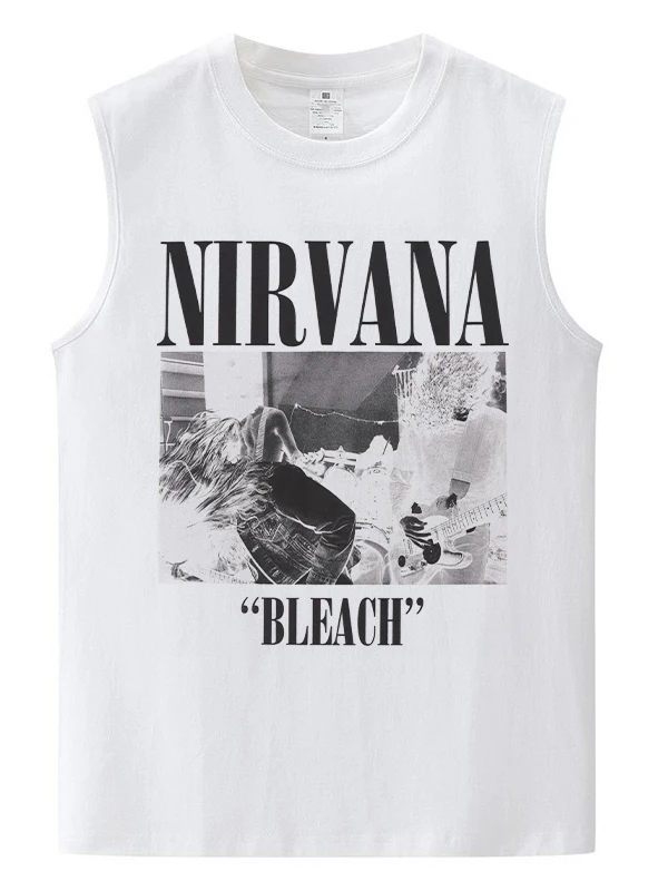 American Street Style Pure Cotton Casual Sleeveless Rock Band Tank Top Unisex Summer Breathable Sweat Absorbent round Neck Vest