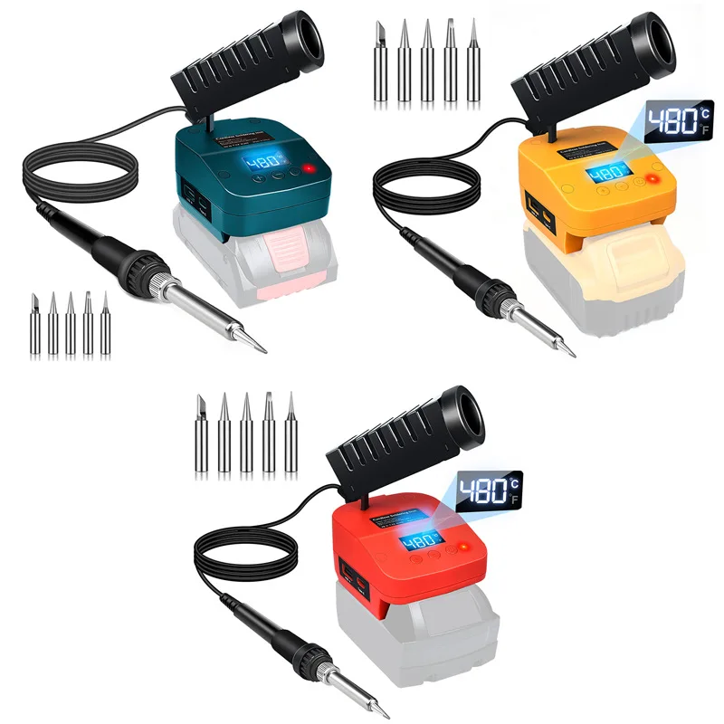 

Cordless Soldering Iron Station for Dewalt/Milwaukee/Bosch 18V Battery Electric Fast Heating Up Soldering Iron with USB&Type C
