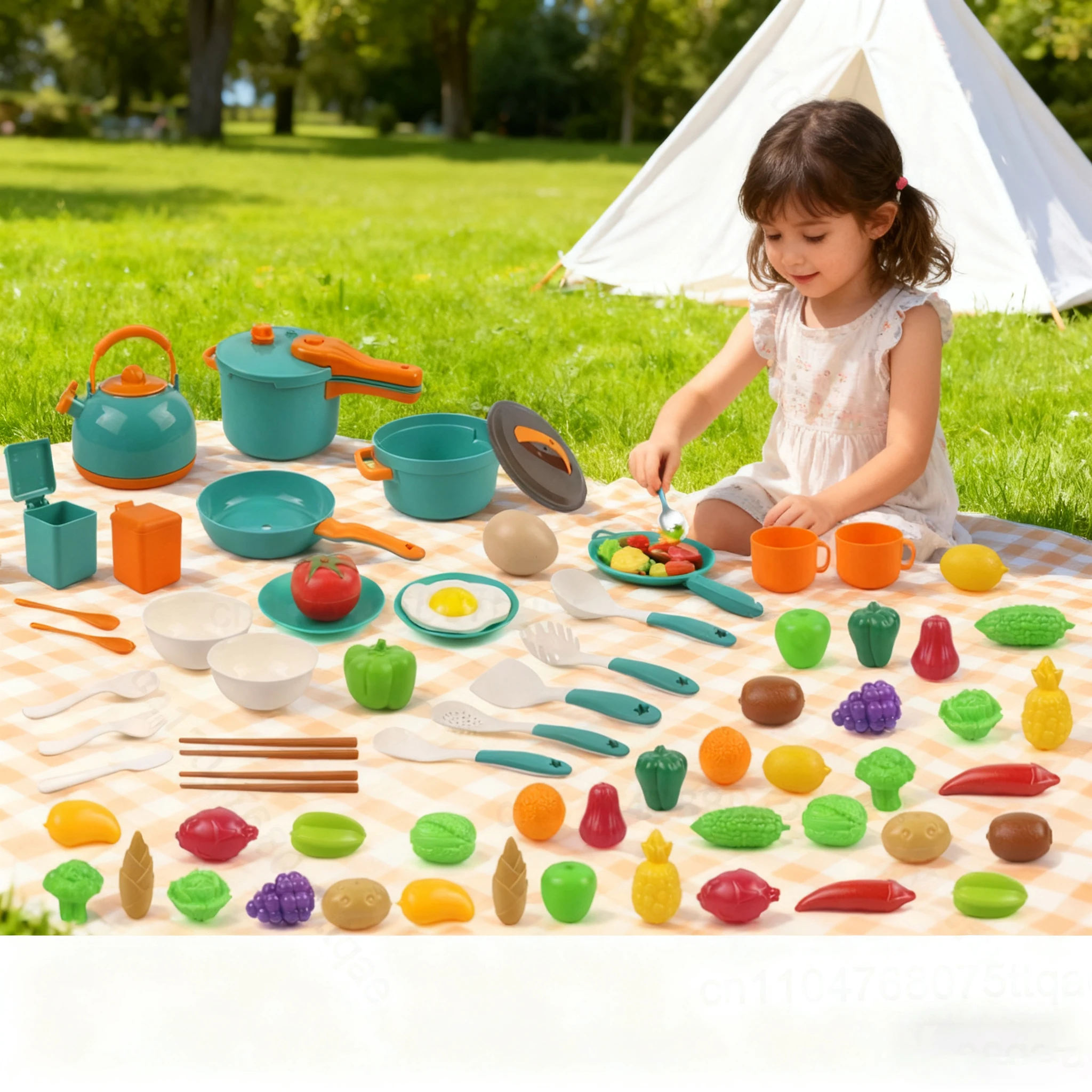 مجموعة ألعاب المطبخ الصغيرة الممتعة لقطع الفواكه والخضروات مع ألعاب الطبخ التظاهرية لعبة تعليمية للأطفال هدية عيد الميلاد #6