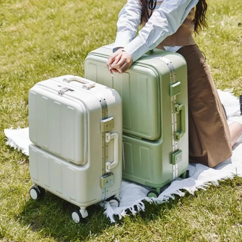 Petite Valise d'Embarquement Légère et Multifonctionnelle pour Femme, Valise de Voyage avec Cadre en Aluminium et Mot de Passe, 20 Pouces