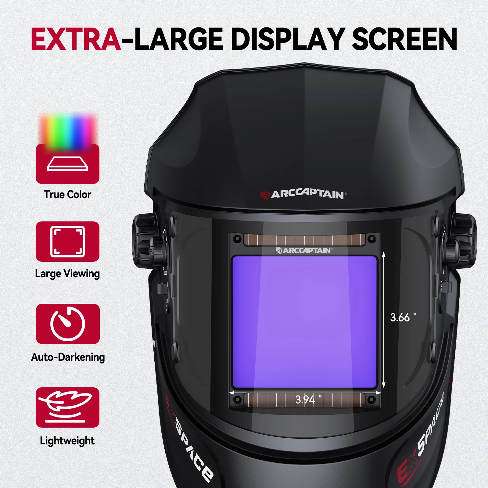 ARCCAPTAIN Auto Darkening Welding Helmet 1/1/1/1 Large Viewing 4 Arc Sensor Solar Power Welding Mask For ARC MIG MAG TIG CUT